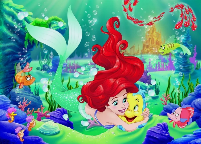 

Disney Mermaid Princess Children's Birthday Party Background Cloth Holiday Home Decoration Photo Poster Background Supplies