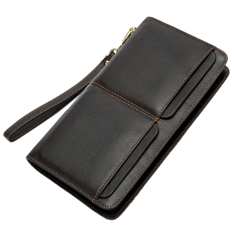 

Качественный кожаный мужской деловой кошелек, Длинные мужские кошельки на молнии, кошельки для монет, карт и кредитных карт