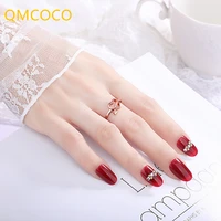 qmcoco silver color korean simple sweet zircon cute cupid arrow heart geometry ring for couple fashion jewelry accessories