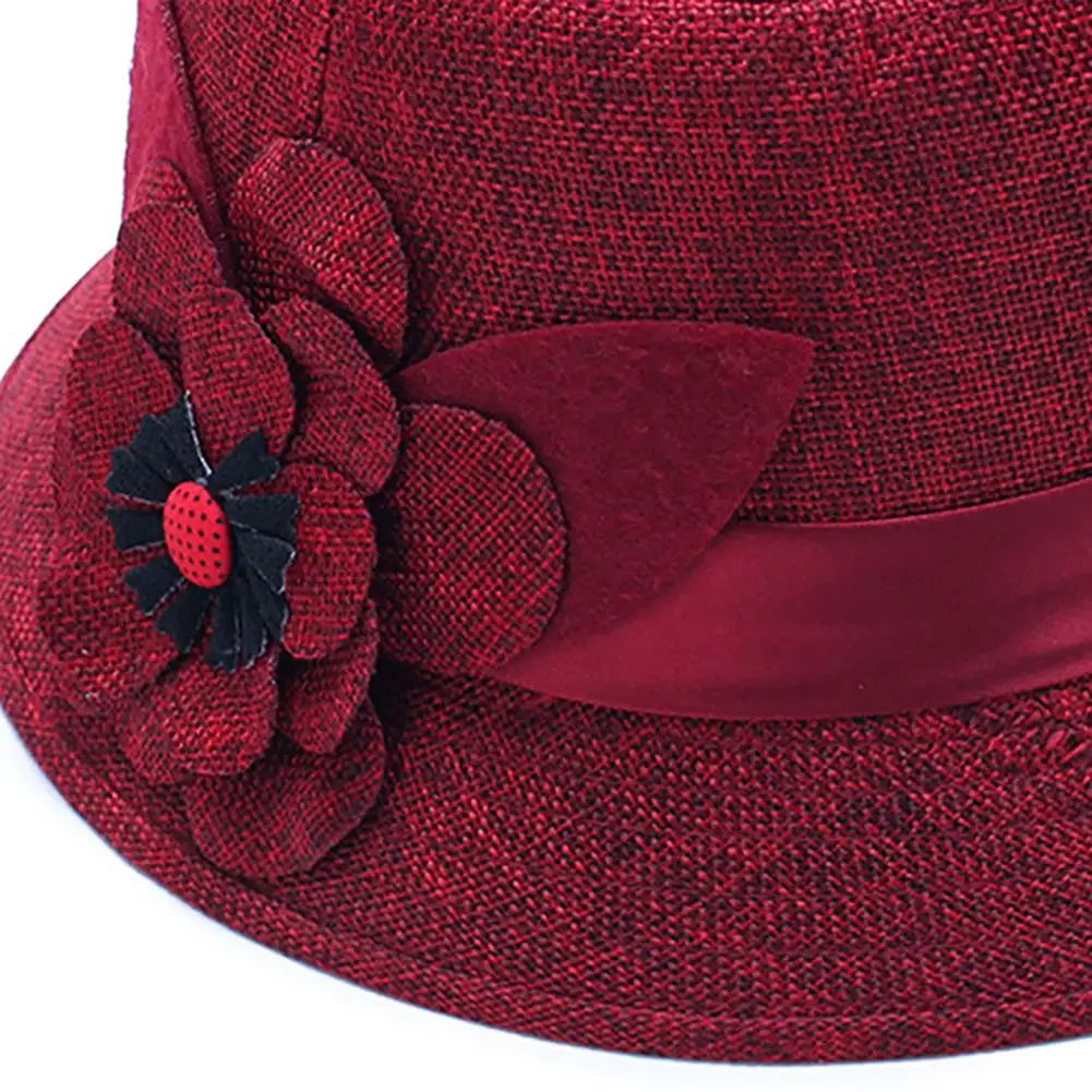 

Retro Spring Summer Flower Linen Wide Brim Cocktail Party Travel Ladies Hat Gift
