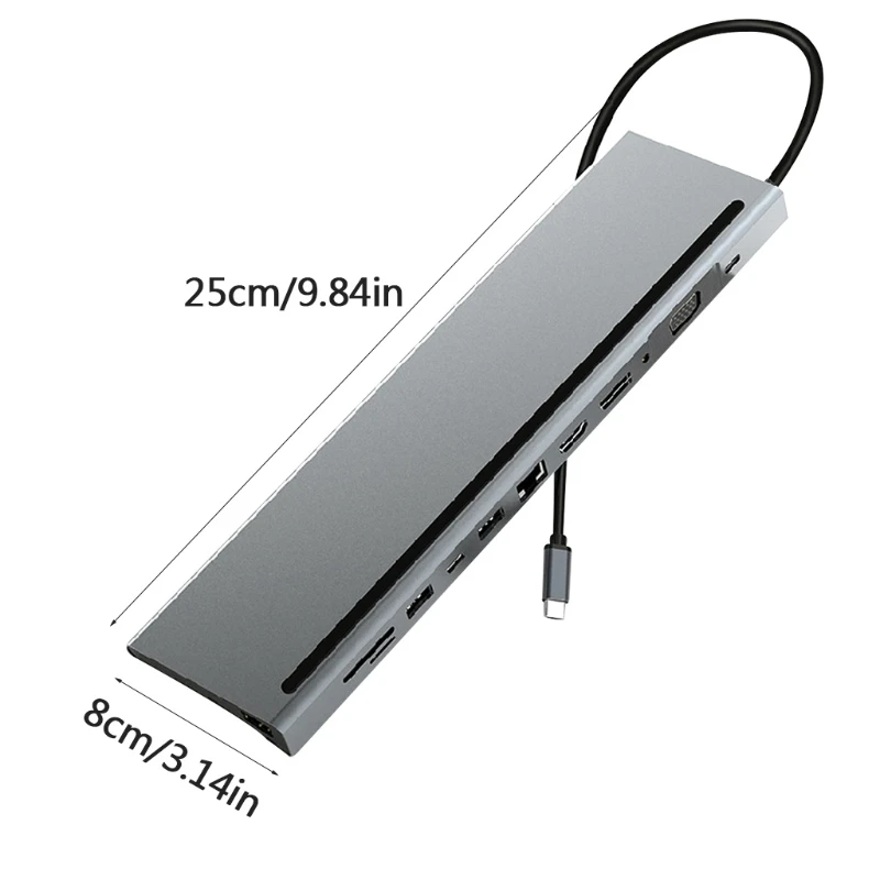 

Upgrade Fast Type C USB Hub HDMI-Compatible Rj45 USB3.1 5Gbps Interface Type-C PD100W SD TF Docking Station HUB 12-in-1