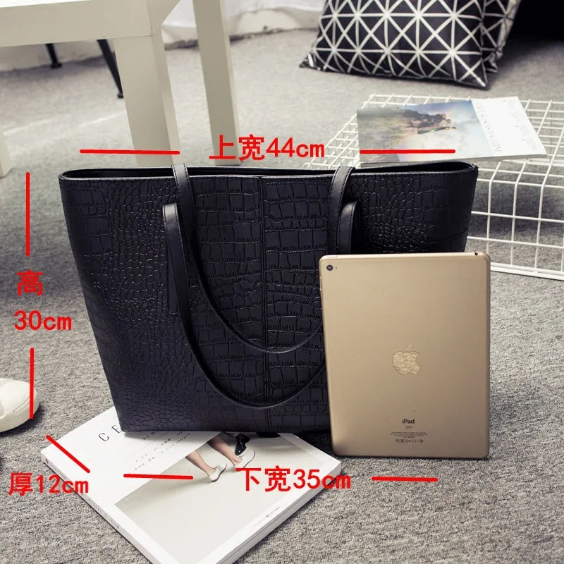 Сумка на одно плечо женская с крокодиловым узором саквояж большой вместимости