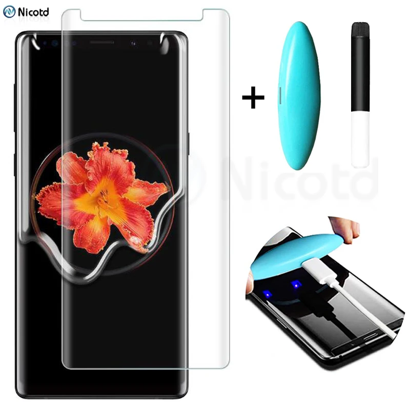 УФ протектор экрана из закаленного стекла для Samsung Galaxy S21 S20 Plus Ultra S10 S9 S8 плюс S7 край