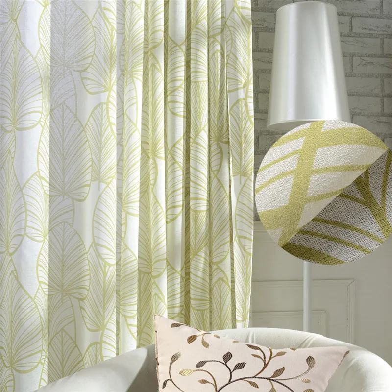 Полузатемняющие прозрачные Занавески с принтом листьев s Jinya для дома окна двери