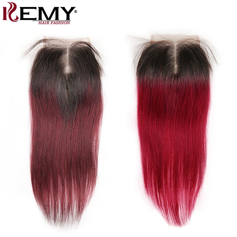 4*4 Кружева Закрытие kemy Hair бразильские прямые человеческие волосы бесплатно/средний/три части швейцарская шнуровка не реми волосы