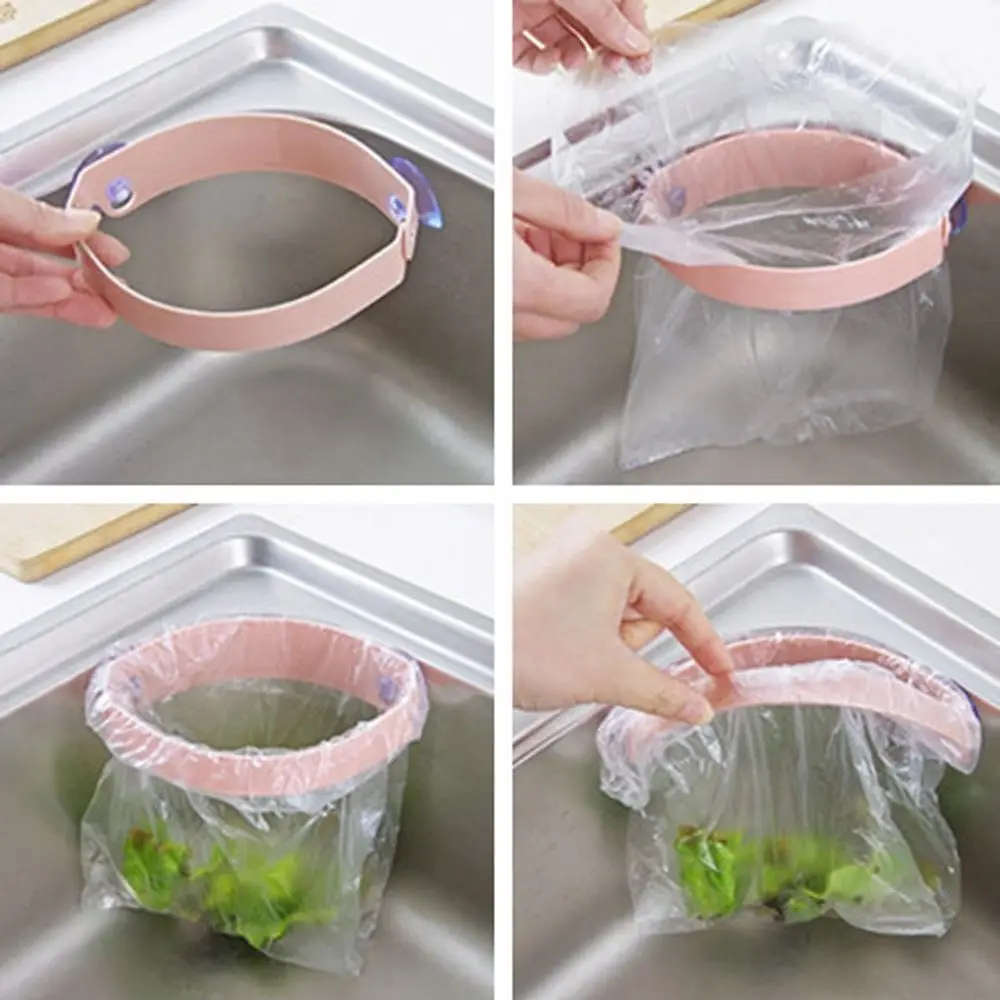

Plastic Strong Suction Cup Trash Rack Portable Home Bathroom Sucker Rubbish Bag Hanger Kitchen Sink Garbage Bag Holder