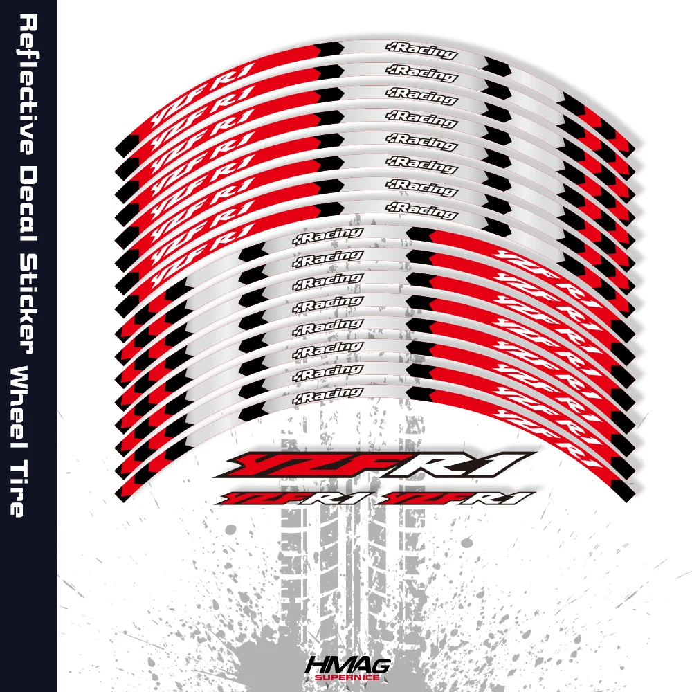 

17 дюймовые мотоциклетные наклейки для YAMAHA R1 YZFR1 YZF1000, Светоотражающие Водонепроницаемые колесные диски, колеса, гоночные наклейки