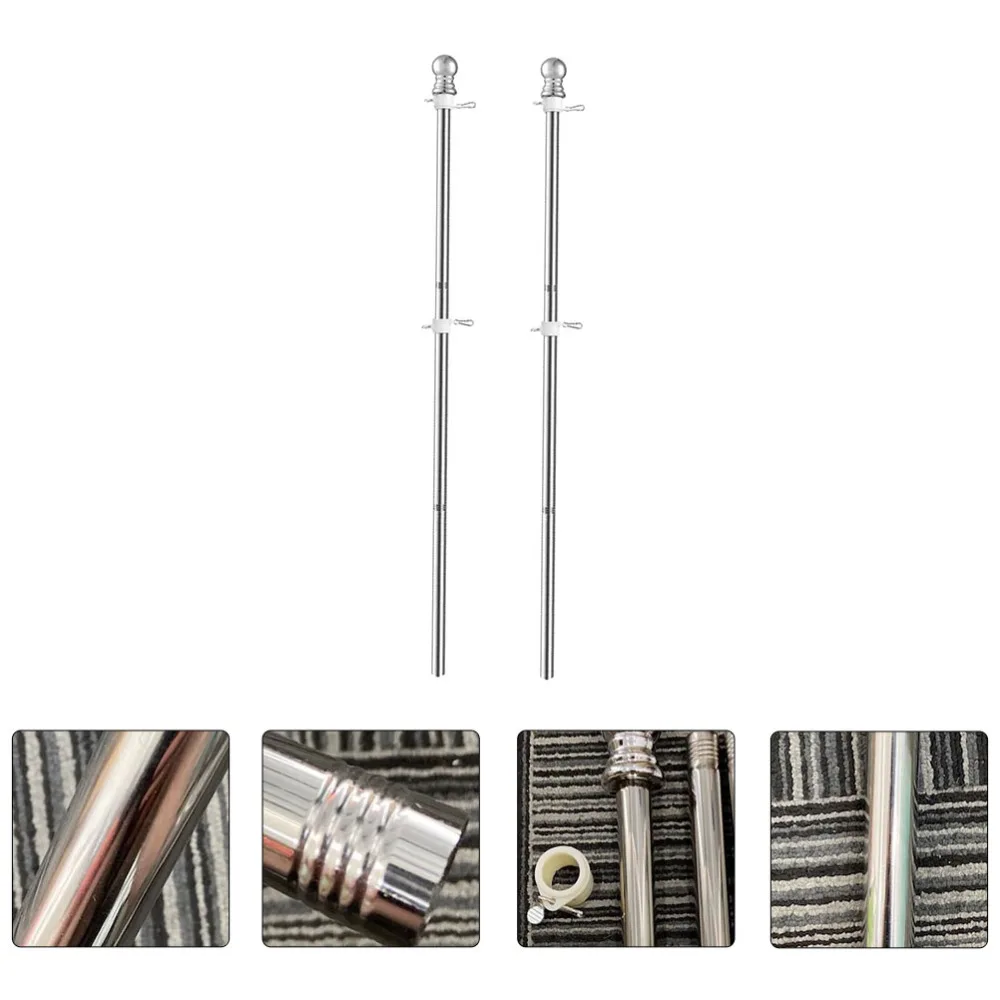 

2Pcs 1.5M Stainless Steel Flag Pole Heavy Garden Flag Rod Useful Flag Holder