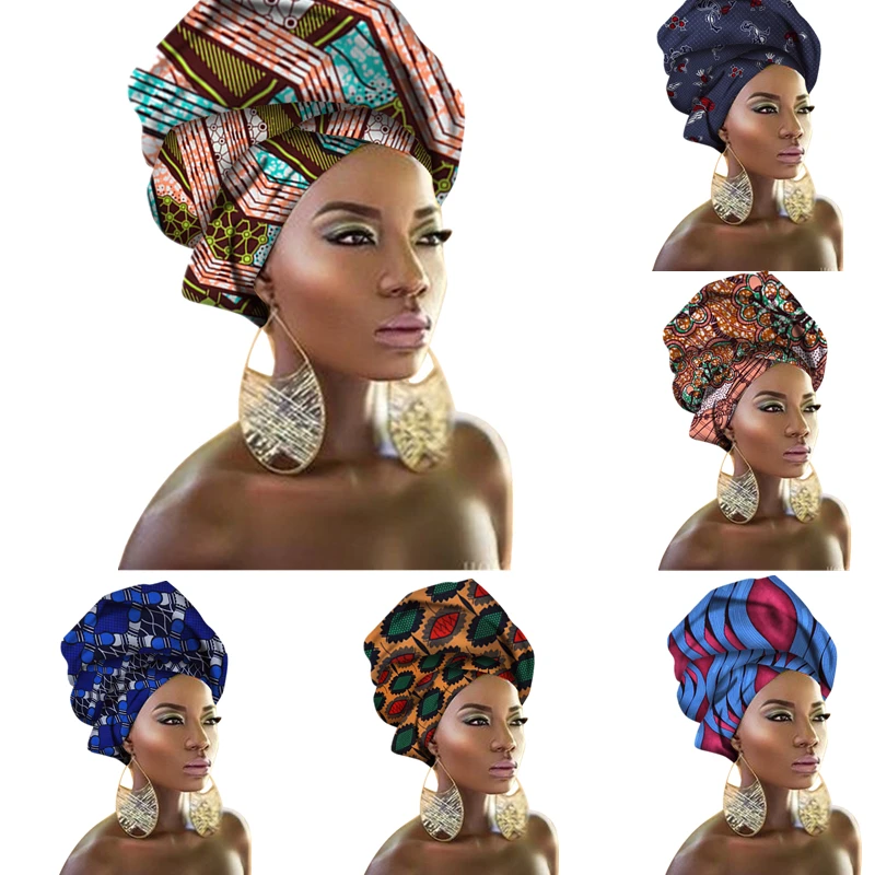 African тюрбан для женщин Gele Africa модный головной платок с принтом Bazin богатый Aso Oke