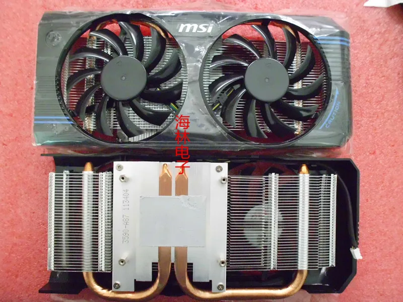 Оригинал для видеокарты MSI N460GTX V5 радиатор с двумя вентиляторами тепловая труба