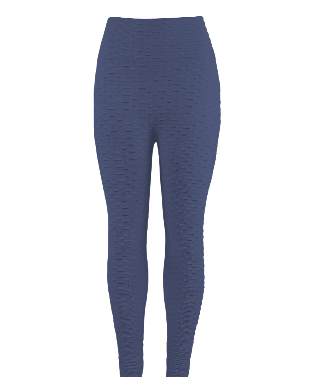 Bumps Navy Blue Женские Бесшовные Леггинсы размера плюс из модала с высокой талией, длинные эластичные базовые леггинсы до щиколотки, однотонные длинные леггинсы - Цвет: Bumps Navy Blue