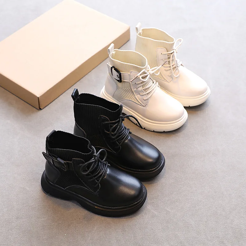 

Детские кроссовки Martin сапоги 2021 Весна/Осень Вязаные шитые ботильоны для девочек британская Пряжка модная детская обувь принцессы