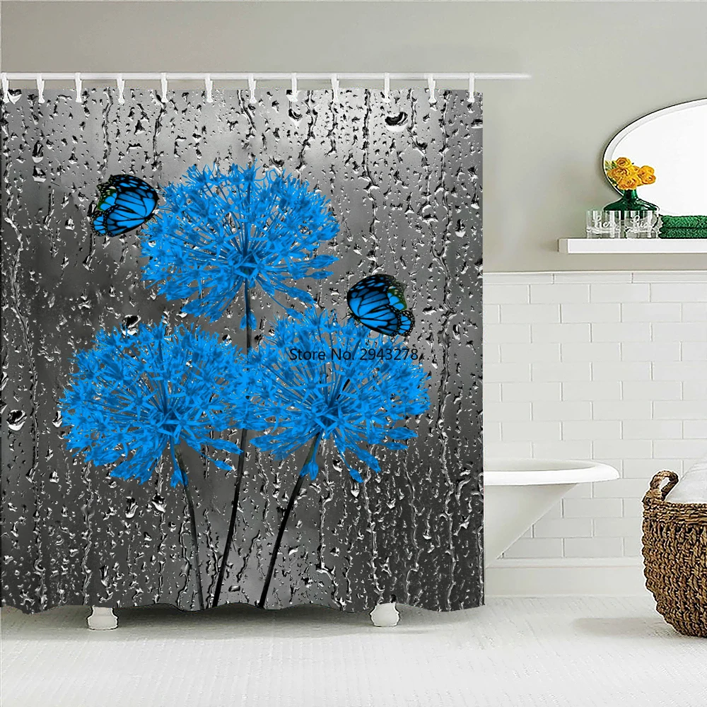 

Flower Butterfly Polyester Fabric Shower Curtains Home Decor Multi-size Shower Curtains Waterproof Shower Curtains for Bathroom