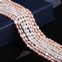 new natural freshwater pearl irregular pink rice shaped beads are used to make jewelry diy bracelet necklace size 6 7mm