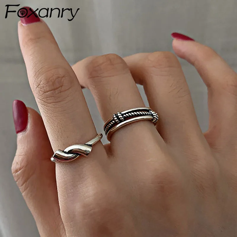 

Evimi Minimalist 925 Standard Silver Party Rings For Women Couples Creative Fashion Twist Winding Birthday Jewelry Gifts