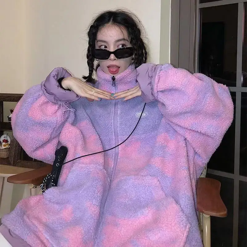 Женская куртка осенне зимняя свободная плюшевая хлопковая женская