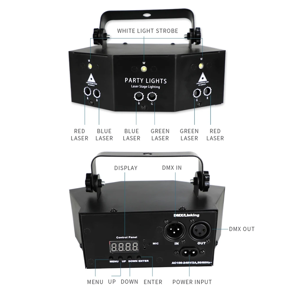

9 Eyes Bar LED Stage Light Color Music Projector DMX Controller DJ Club Family Party Decoration Strobe Light