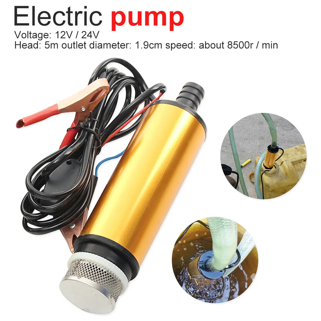 

40L/min DC 12V/24V Mini Portable Aluminum Alloy Submersible Electric Bilge Pump For Water/Diesel/Oil/Fuel Transfer With Switch