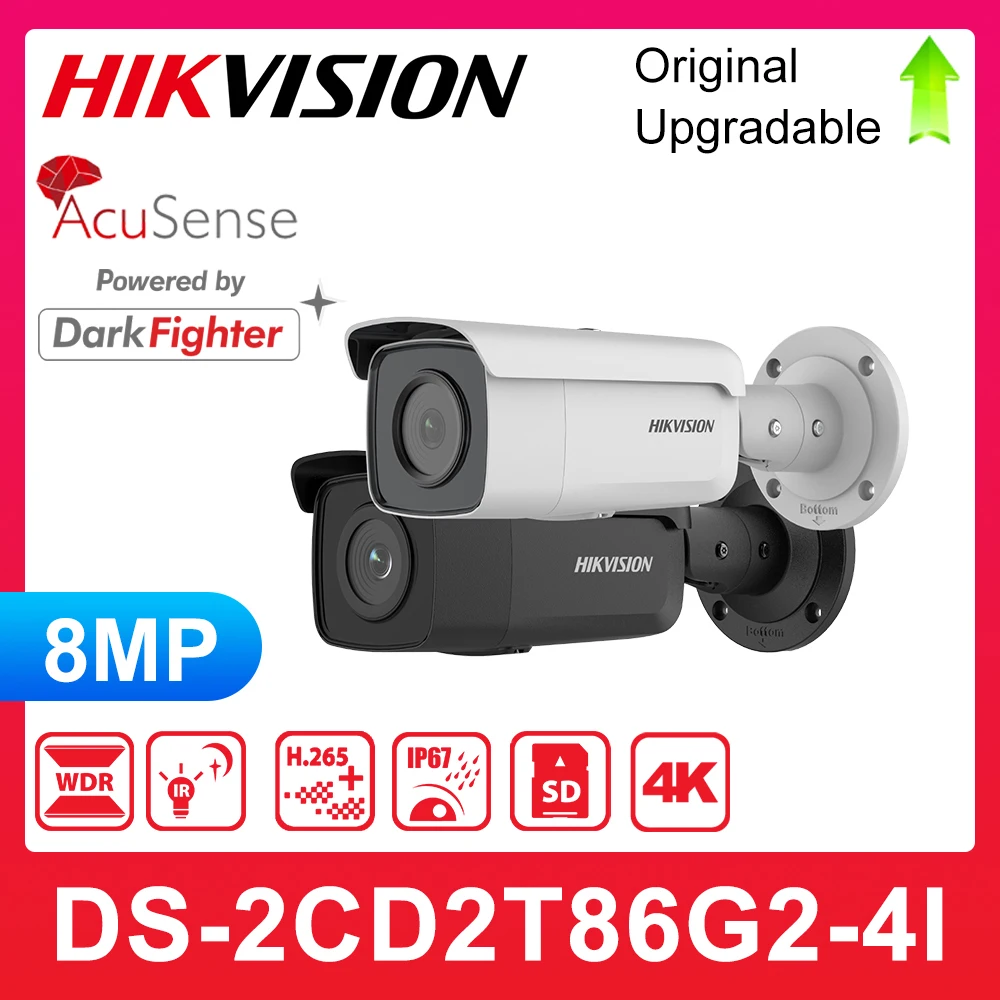 

Original Hikvision DS-2CD2T86G2-4I 8Mp IR POE 4K AcuSense Fixed IP67 Bullet Network Camera