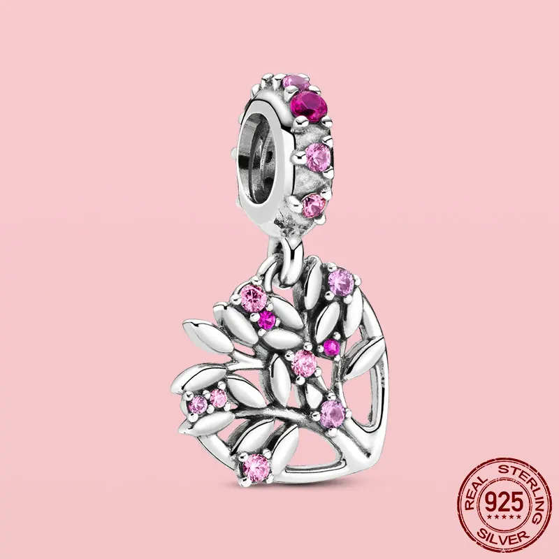 

New Arrival 925 Sterling Silver Pendant Daisy Magnolia Flowers Family Tree Bead Fit Original Pandora Charms Bracelet DIY Jewelry