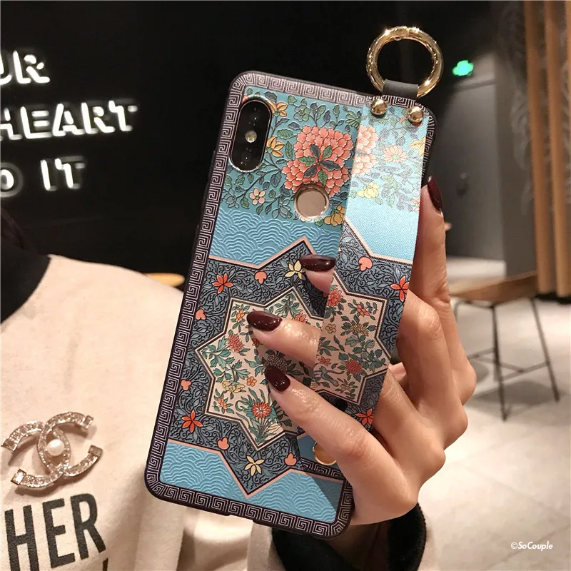 Ремешок на запястье чехол для телефона Xiaomi 8 9 5X 6X CC9 A3 Lite Redmi Note Pro 4X5 5A 6 7 K20 цветок