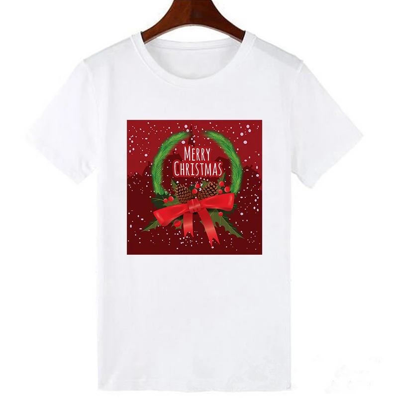 

Яркая модная женская футболка с графическим рисунком на Рождество, женские милые топы с Санта-Клаусом, праздничная Повседневная модная фут...