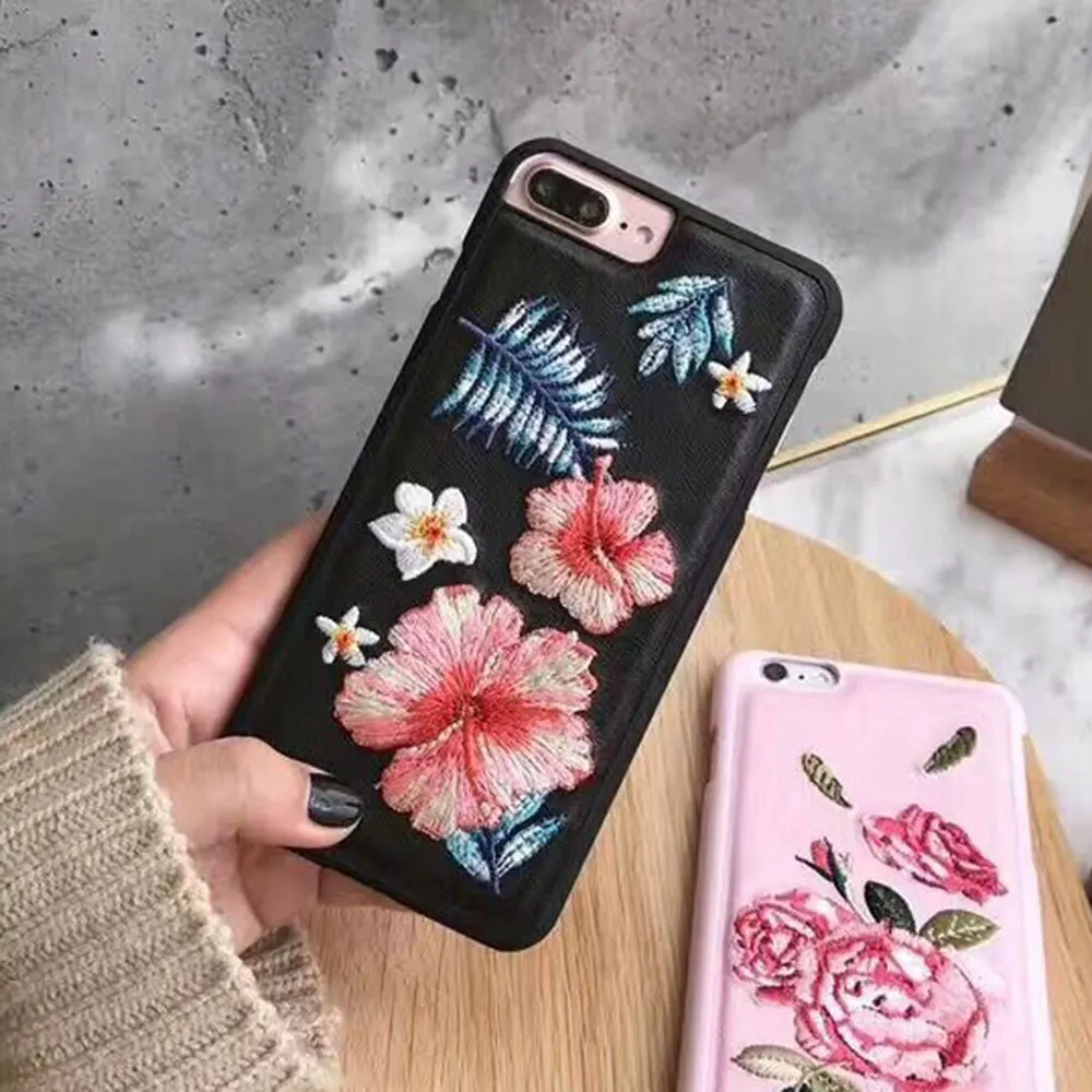 KISSCASE с вышитыми цветами розы чехол для iPhone XS Max Жесткий Чехол 6 6S 7 8 Plus X XR MAX
