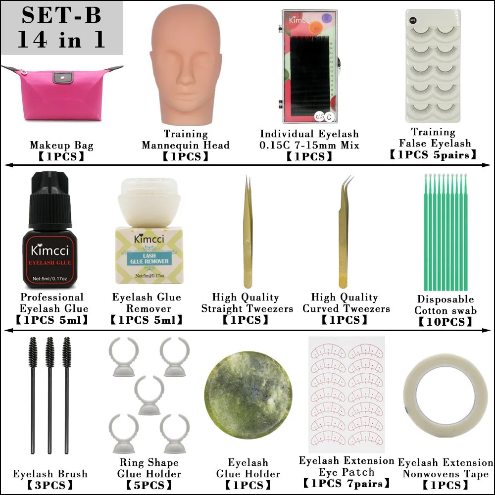 Тренировочный Набор Kimcci для наращивания накладных ресниц набор инструментов