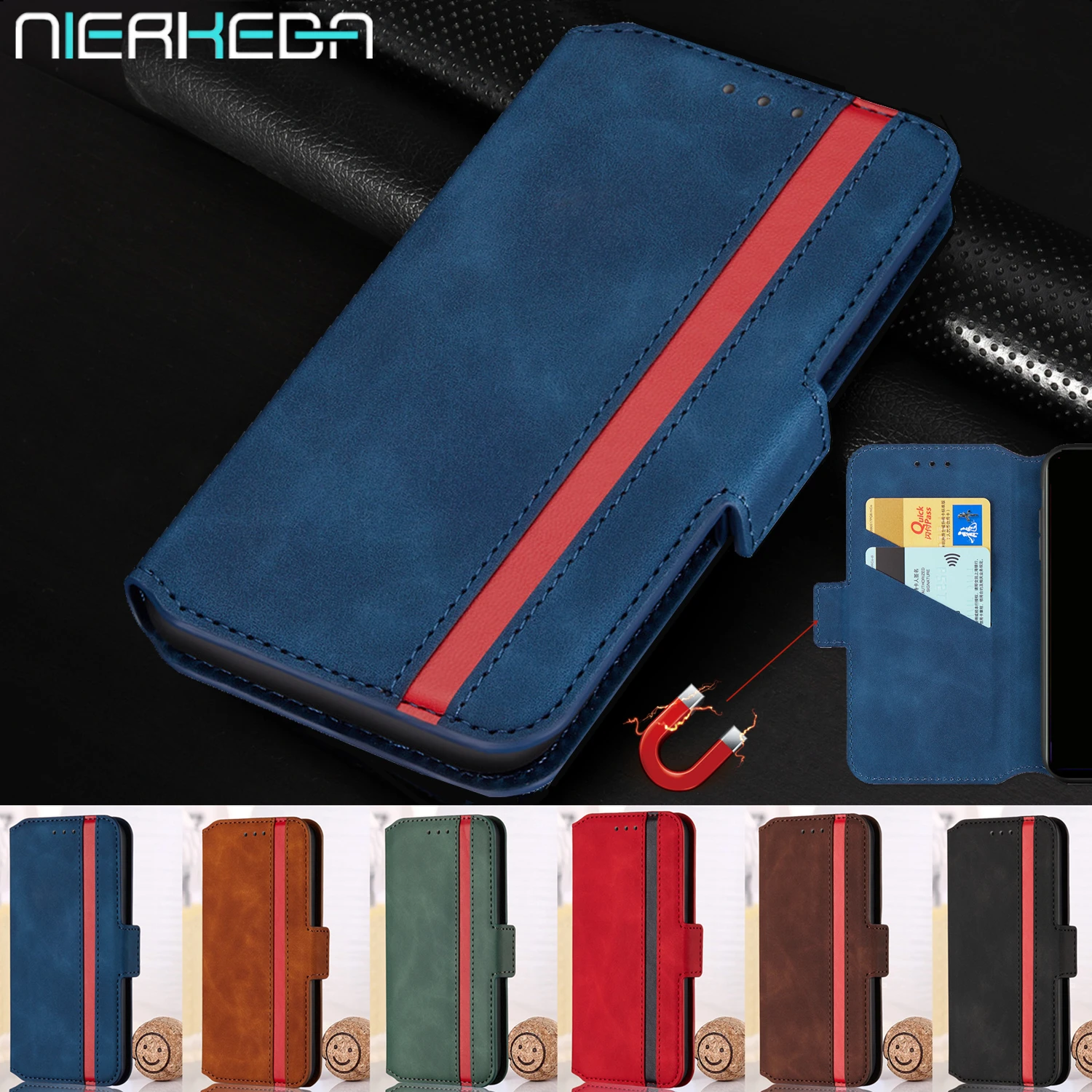 Двухцветный кошелек в стиле ретро для Redmi Note 8T 8 6 7 Note8 Pro K20 K30 Роскошный кожаный