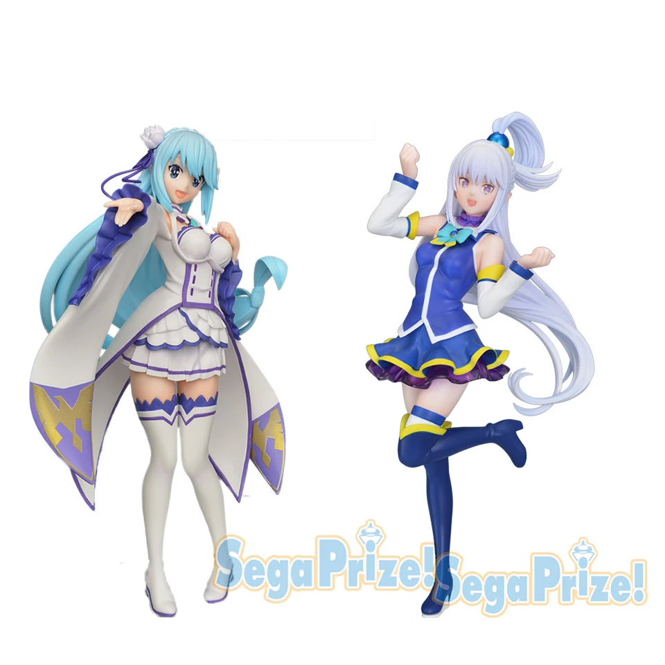 Оригинальная аниме Sega LPM KonoSuba с Re: Zero Aqua Cos Emilia ПВХ фигурка милая для девочек модель
