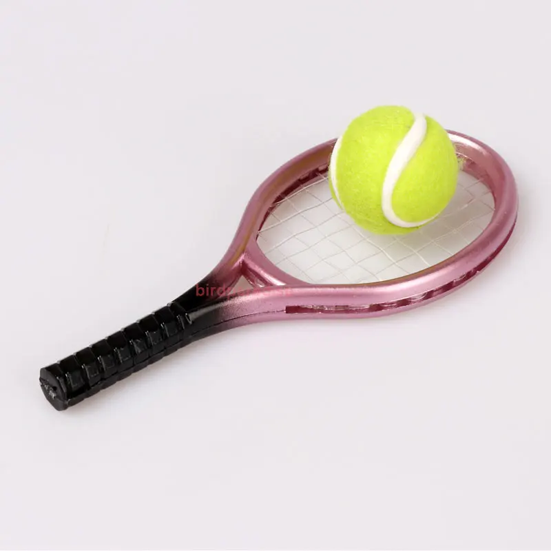 

1 Set Dollhouse Miniature Kids Garden Toys Mini Tennis Racket & Ball For 1/6 1/12 Blyth Barbies Dolls Doll House Accessories