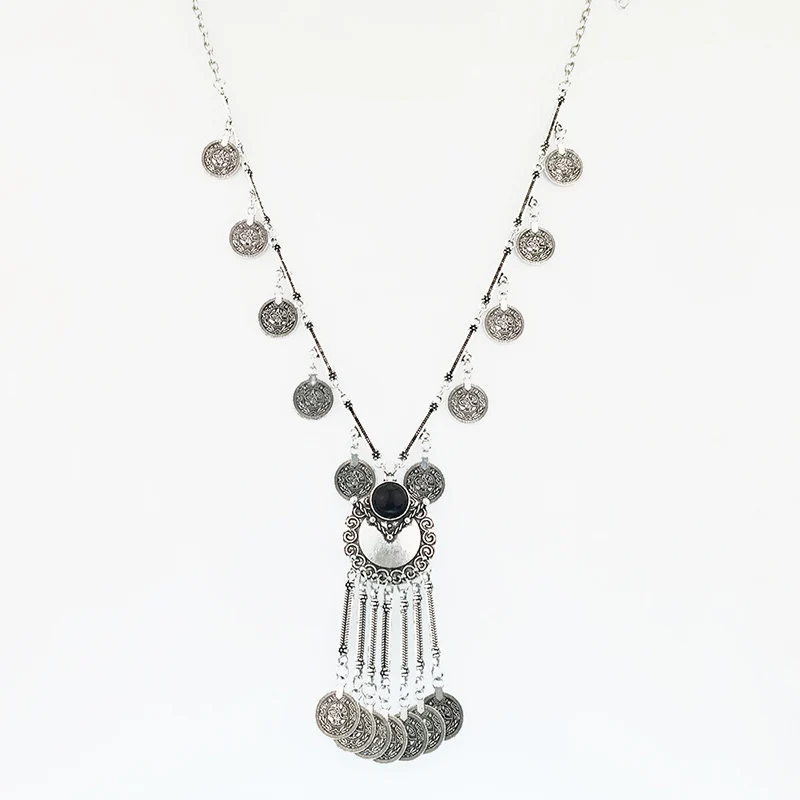 

Ethnic Thai -color Coins Bohemian Tassel Pendant Colar Statement Necklaces Jewelry For Women Collier Femme