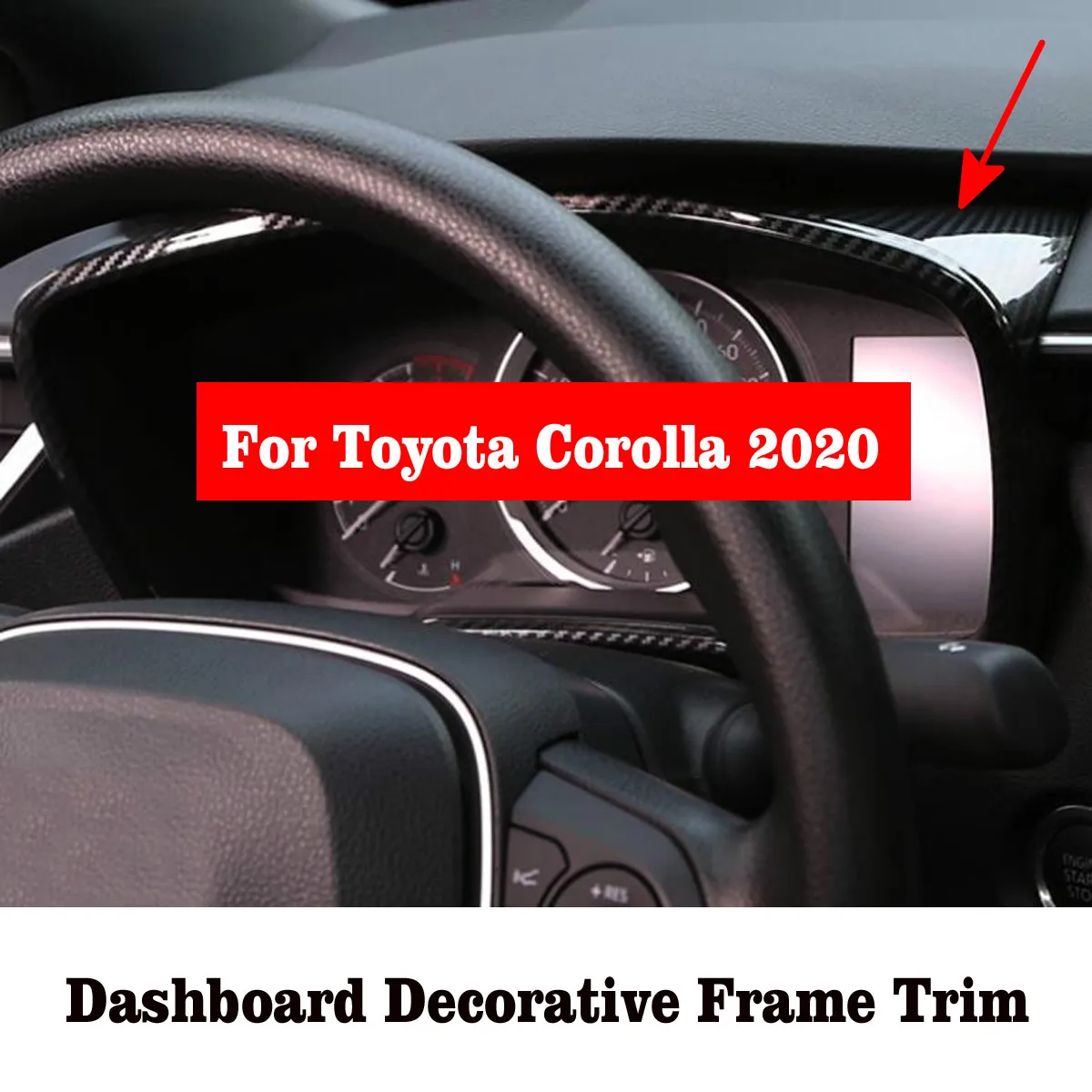 

Приборная панель из углеродного волокна декоративная рамка, обшивка, Накладка для Toyota Corolla 2020, аксессуары для стайлинга автомобилей, молдин...