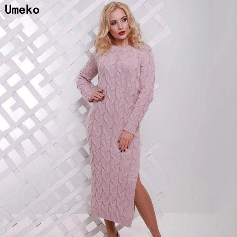 Новинка 2019 осенне зимнее теплое платье свитер Umeko женское сексуальное облегающее
