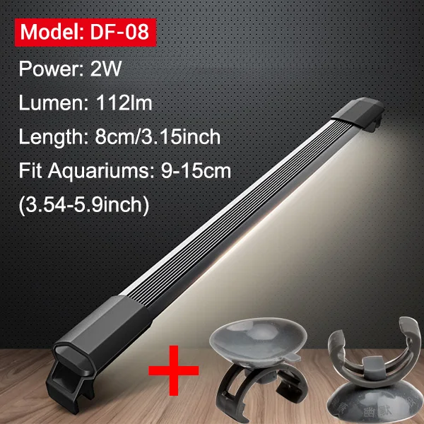 Nicrew JIYIN аквариумные лампы SMD 220 В/50-60 Гц аквариумные светодиодный Светодиодный лампы для аквариума 1,1 см водостойкие дайвинг огни - Цвет: DF08 and suction cup
