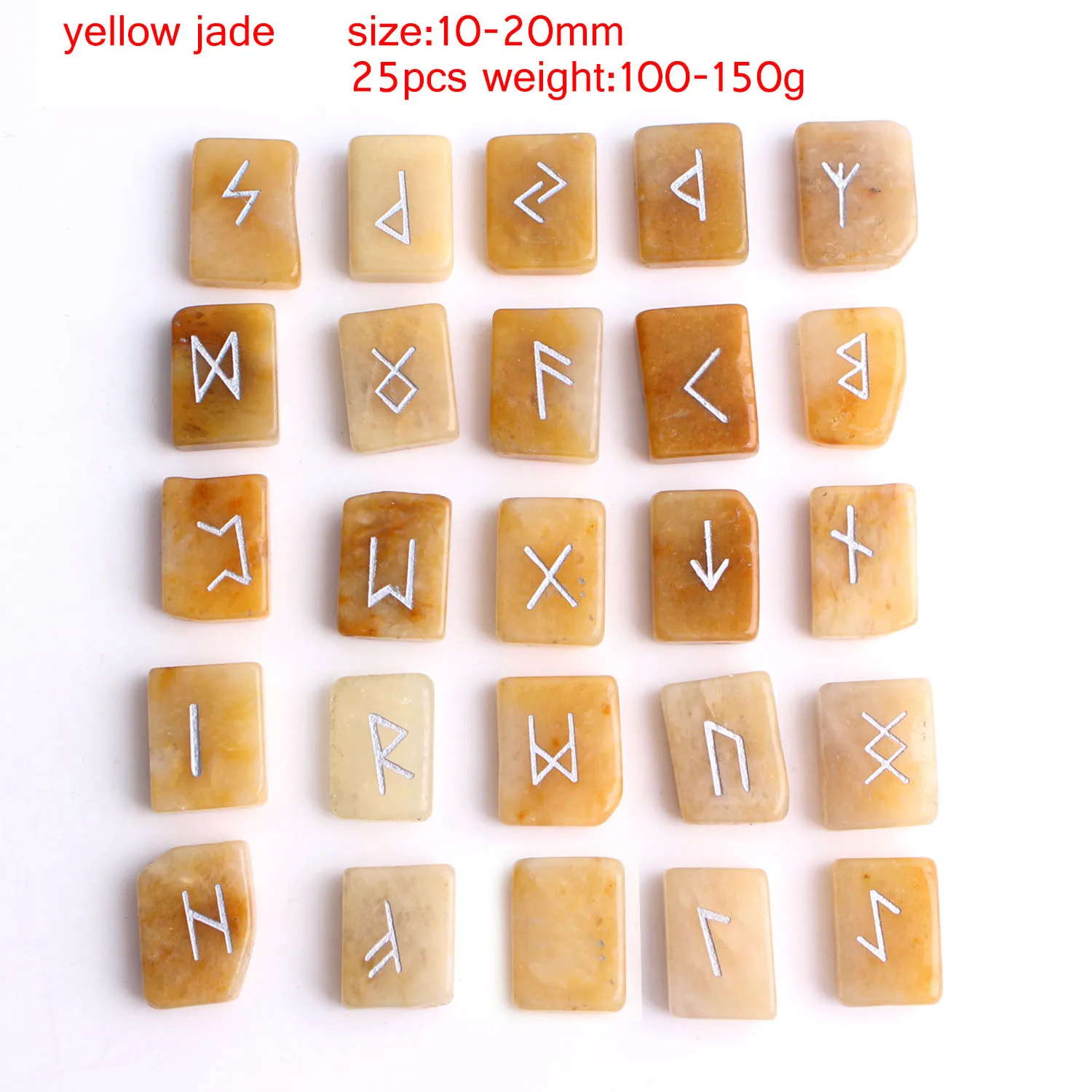 25 шт натуральный желтый нефритовый Кристалл руны квадратные камень гадания