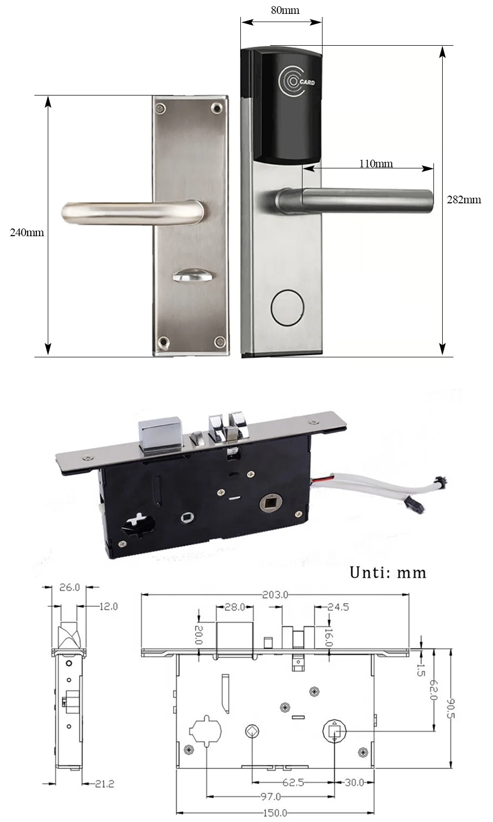 Smart RFID IC Card classic Design Digital Door Lock with Intelligent free software manage system for Upscale hotel