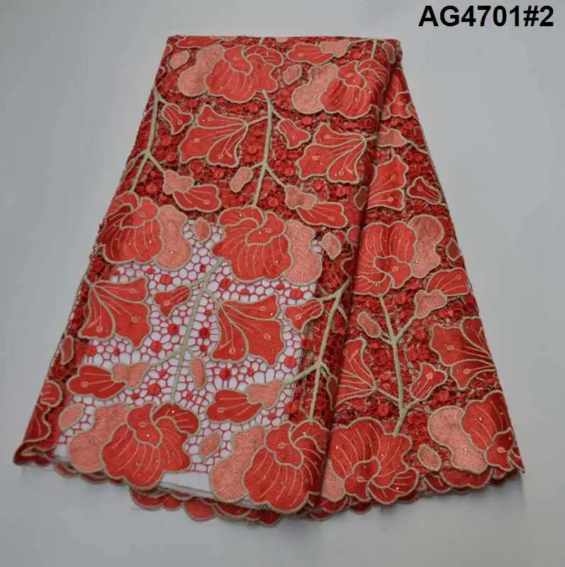 

Нигерийское гипюровое кружево, Африканский шнур, кружевная ткань 2019, высокое качество, водорастворимое кружево с камнями для шитья ткани, р...