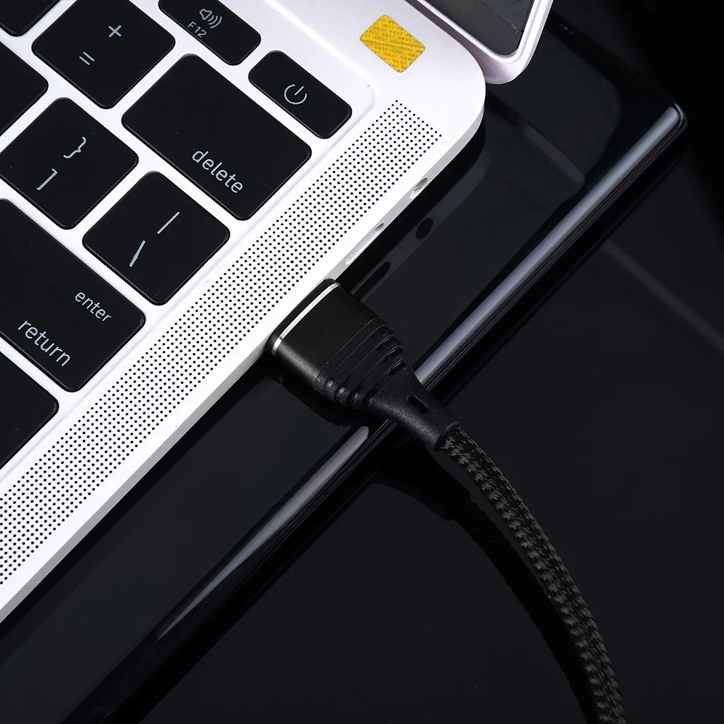 USB кабель для зарядки телефона Android нейлоновый шнур 90 градусов под прямым углом