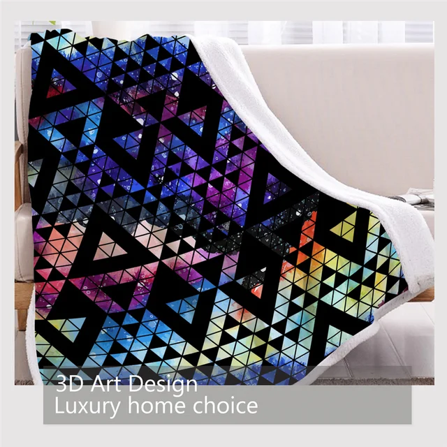 BlessLiving Colorful Throw Blanket Geometric Custom Blanket Watercolor Galaxy Home Textiles Waves Camouflage Plush Blanket Koce 3