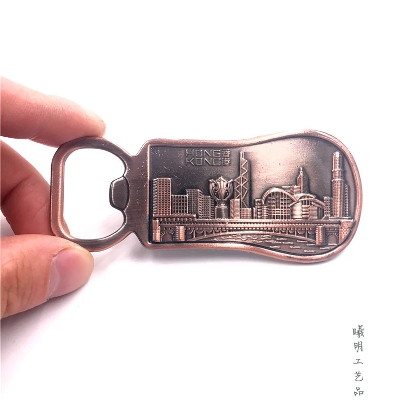 Металлический 3d-открывалка строительный холодильник магнитный Гонконгский