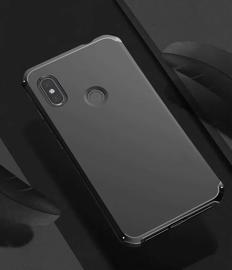Роскошный бронированный чехол для Xiaomi Redmi Note 7 Pro Чехол Note6 Алюминиевый металлический бампер жесткий ТПУ задняя крышка для Xiaomi 8 SE чехол - Цвет: black