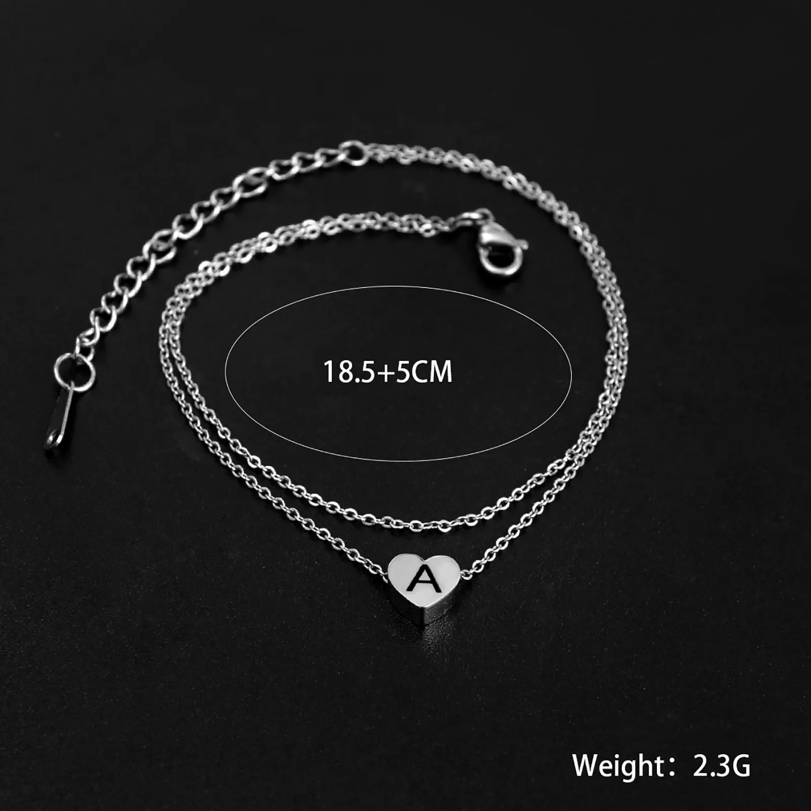 

Boho Heart Initial Letter Anklets Silver Multilayer Chain Ankle Bracelet for Women Men Double Layer Fashion Jewelry Accessories