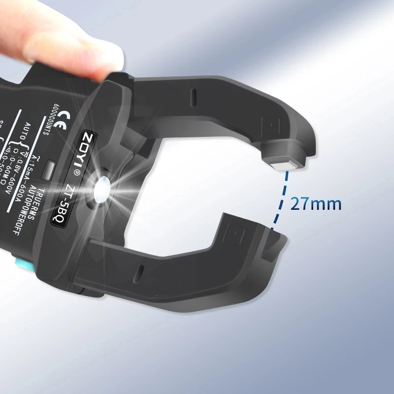 Digital AC/DC Volt Amp Clamp Multimeter Meter Wireless Bluetooth Auto Ranging 6000 Counts Ammeter Ohm,Cap,Freq,Temp.Tester ZT5BQ