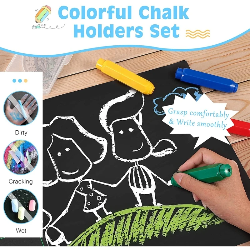 

T8WC Plastic Chalk Cover with Blackboard Eraser for Teachers Children's Painting