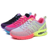 womens vulcanize shoes mesh knit air cushion casual sneakers breathable elastic athletic shoes platform non slip running shoes