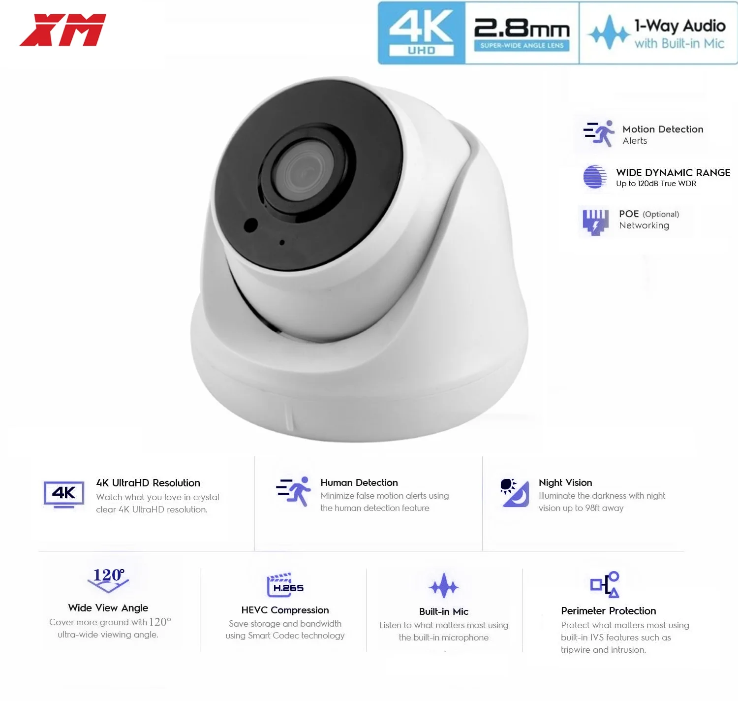 Ip-камера видеонаблюдения с датчиком лица 4K XMeye 8 МП | Безопасность и защита