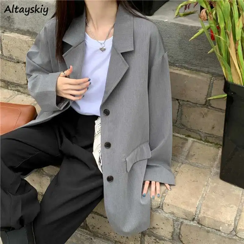 

Blazers Women Fashion Minimalist Popular Leisure Feminine Official Outwear highstreet Loose Ulzzang Elegant Cozy Ins Spring New