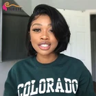 Парик с прямыми волосами Боб, парик с вырезами фея, парик на шнуровке спереди, короткий парик из человеческих волос Боб для чернокожих женщин, дешевые парики с бесплатной доставкой