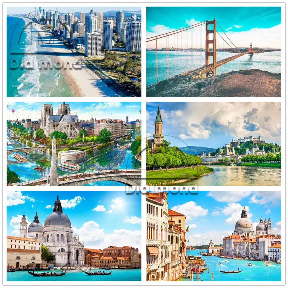 

5D Diy Diamond Painting New York City View Landscape Full Drill Diamond Embroidery Mosaic Building Landscape Handmade Wall Gift